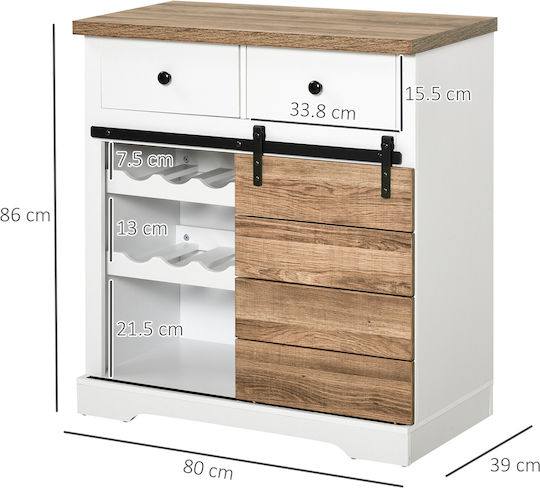 HomCom Ραφιέρα Κουζίνας Ξύλινη 2 Θέσεων 80x39x86cm