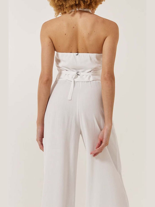 Enzzo Women's Summer Blouse Linen Sleeveless White