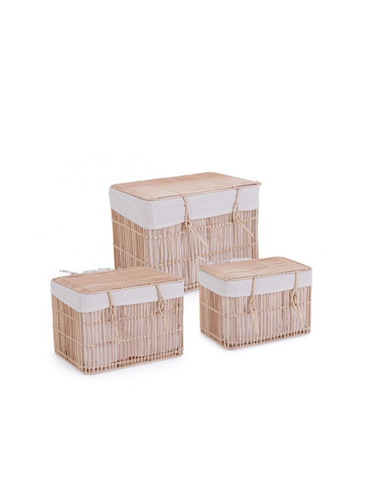 Bizzotto Set of Decorative Baskets Straw Beige 48x35x35cm 3pcs