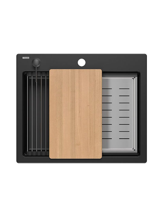 Quadron Drop-In Spüle aus Verbundgranulat B59.5xT50cm Schwarz