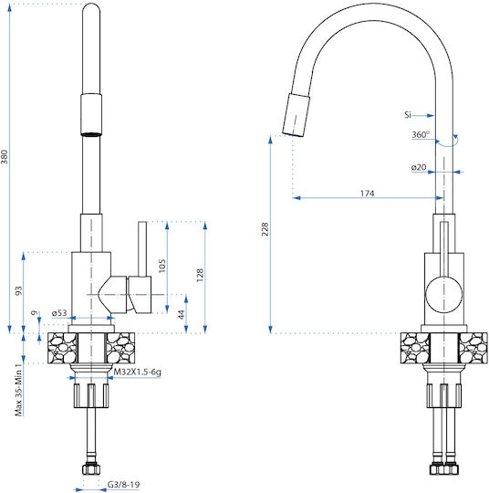 Quadron Ένθετος Νεροχύτης Inox ΜxΠ Μαύρος 5905505502712