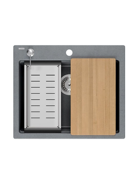 Quadron Drop-In Chiuvetă din Granit Sintetic L59.5xW50cm Gri