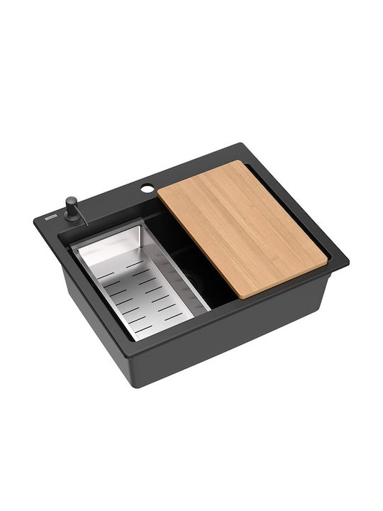Quadron Drop-In Spüle aus Verbundgranulat B59.5xT50cm Schwarz
