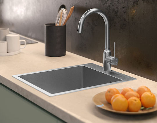 Quadron Ένθετος Νεροχύτης Inox Brushed Μ46xΠ58cm Ασημί