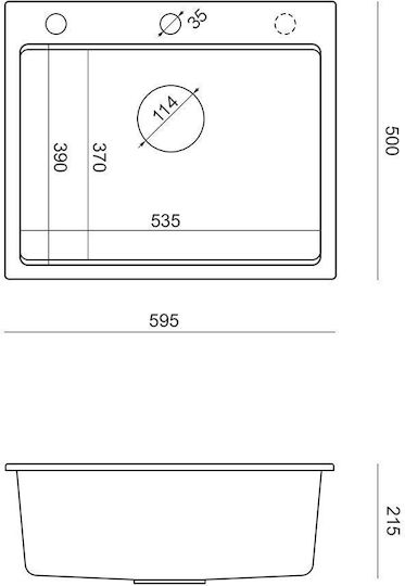Quadron Drop-In Sink Synthetic Granite W59.5xD50cm Black