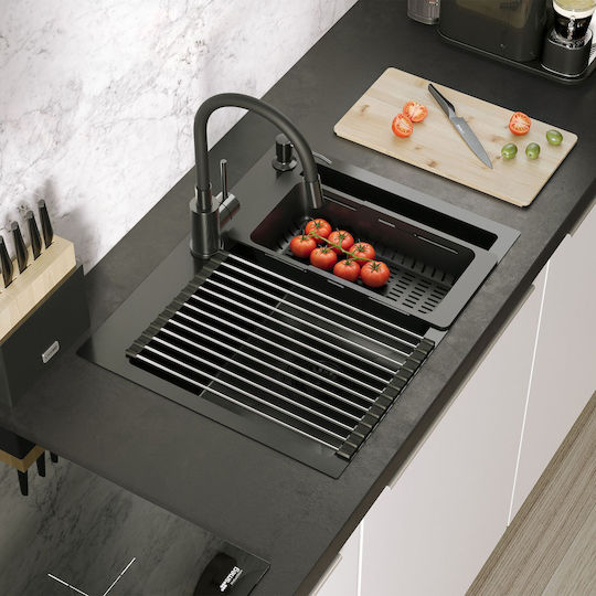 Quadron ZLE-09011 Ένθετος Inox Μ58xΠ45cm Μαύρος