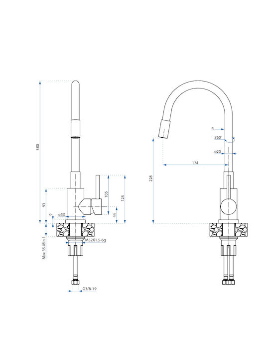 Quadron Ένθετος Νεροχύτης Inox Μ50xΠ45cm Μαύρος