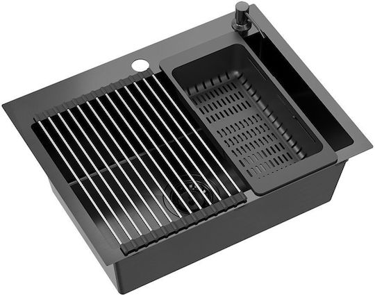 Quadron Ένθετος Νεροχύτης Inox Μ58xΠ45cm Μαύρος