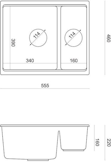 Quadron Graniteq Logan 150 Drop-In Кухненски Мивка от Течен Гранит Дължина 56xШирина 46см Бежова