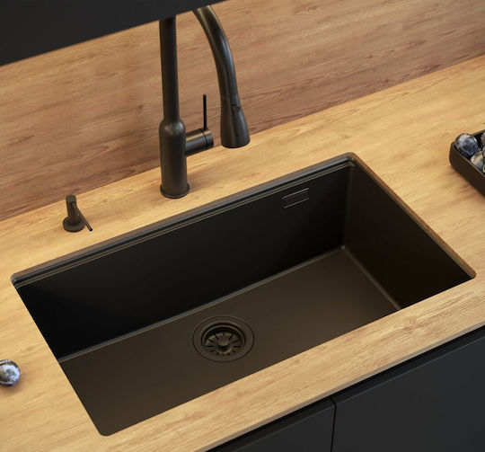 Quadron Drop-In Sink Synthetic Granite W76xD44cm Black