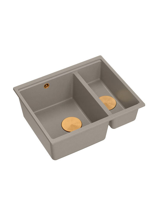 Quadron Drop-In Spüle aus Verbundgranulat B56xT46cm Beige