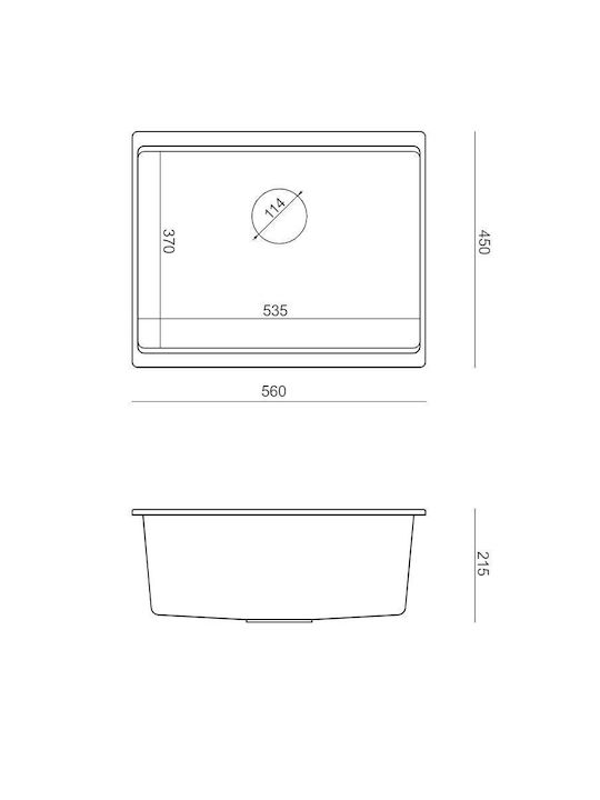 Quadron Drop-In Sink Synthetic Granite W59.5xD45.1cm White