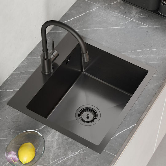 Quadron Ένθετος Νεροχύτης Inox Μ40xΠ45cm Μαύρος