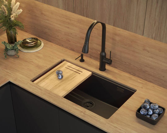 Quadron Drop-In Sink Synthetic Granite W76xD44cm Black