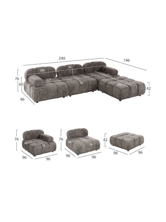 Shifter Ecke Sofa Gray 290x196x76cm