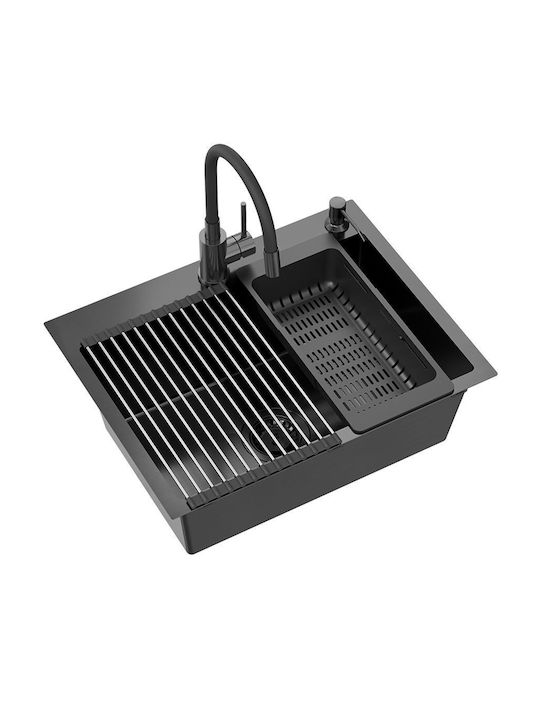 Quadron Ένθετος Νεροχύτης Inox Μ58xΠ45cm Μαύρος