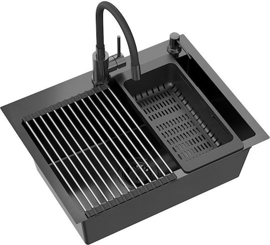 Quadron Ένθετος Νεροχύτης Inox Μ58xΠ45cm Μαύρος
