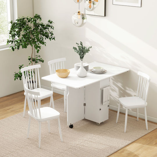 Masă Bucătărie Pliabil Lemnoasă Alb 130x80x76.5buc
