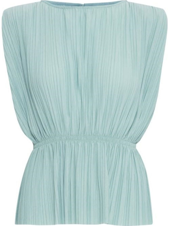 Damen Bluse Ärmellos Nile Blau