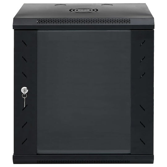 vidaXL Wall Mounted Rack Cabinet 12U 53x40x60cm Black 30262