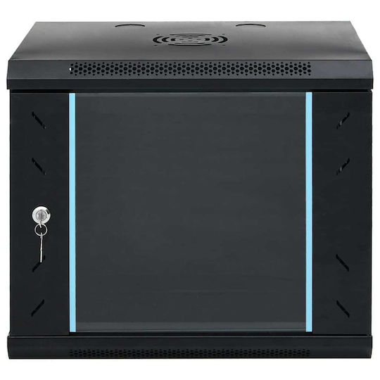 vidaXL Wall Mounted Rack Cabinet 9U 53x40x45cm Black 30260
