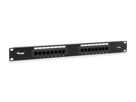 Equip Unshielded Patch Panel for Rack 1U 19" cat5e Black