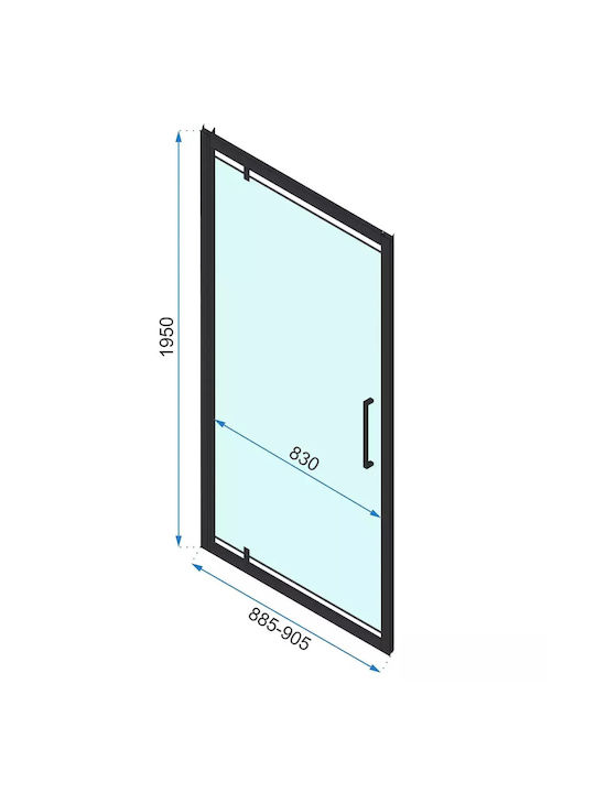 Rea Duschwand für Dusche mit Aufklappbar Tür 90x195cm