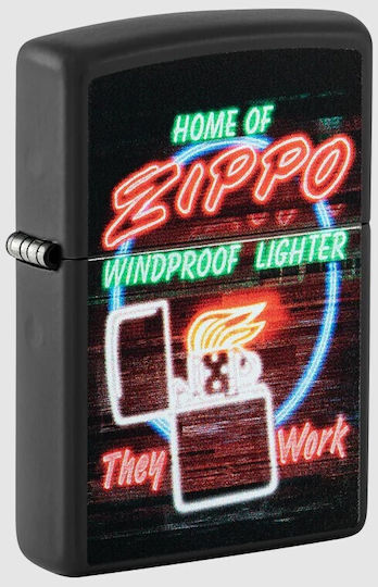 Zippo 48455 Neon-Schild-Design Stahl Schwarz