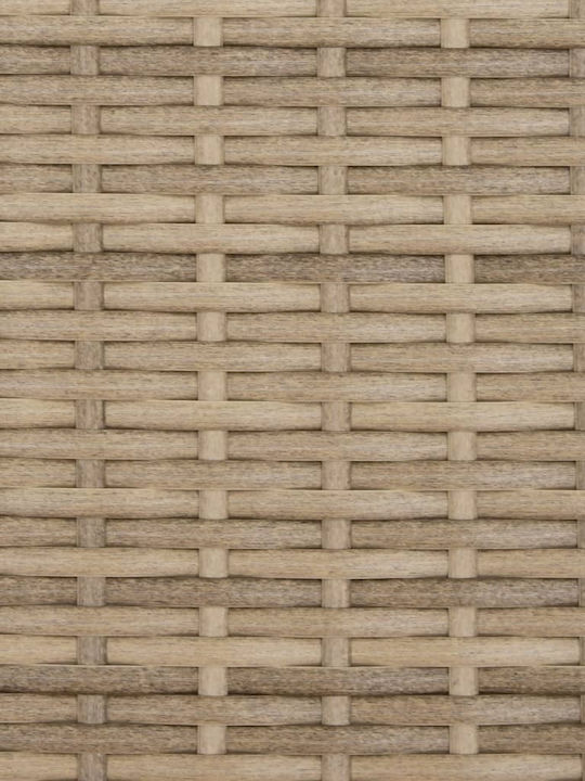 Dreifach Garten- und Pool-Liegestuhl Rattan mit Kissen & Sonnenschutz Beige mit Tisch