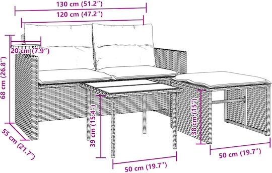 Garten- und Outdoor-Möbelsets 3 Stück Grau mit Kissen