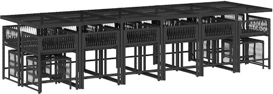 Set Sala De Mese Pentru Exterior 17 Piese Negru Cu Perne