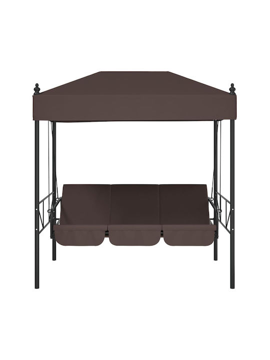 Garten & Veranda Schaukel mit Basis und Kissen 3 Sitze Metallisch Braun L190.5xB117.5xH213cm