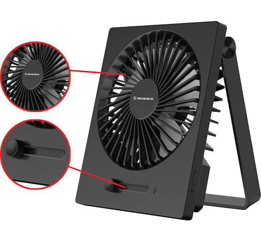 Morris Вентилатор USB Сгъваем 5W Черен MDF-16118