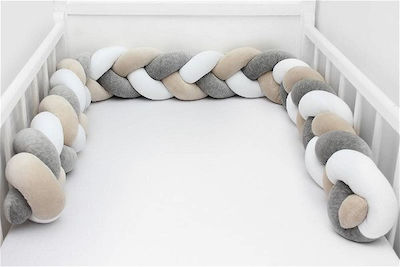 Crib Bumpers Braided Inside White Grey Beige 210cm