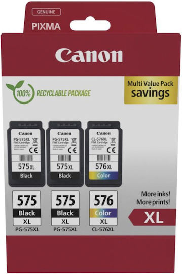 Canon PG-575 XL x2 Original Pack of 3 InkJet Printer Inks Black / Multiple (Color) (5437C004)