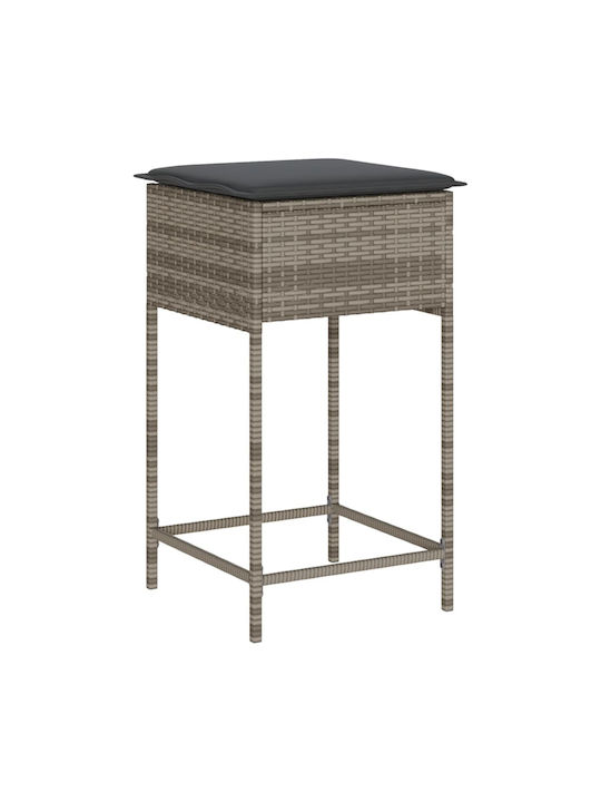 Hocker für Bar Für den Außenbereich Rattan mit Kissen Gray 2Stück 40x40x76cm
