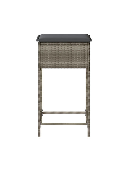 Hocker für Bar Für den Außenbereich Rattan mit Kissen Gray 2Stück 40x40x76cm