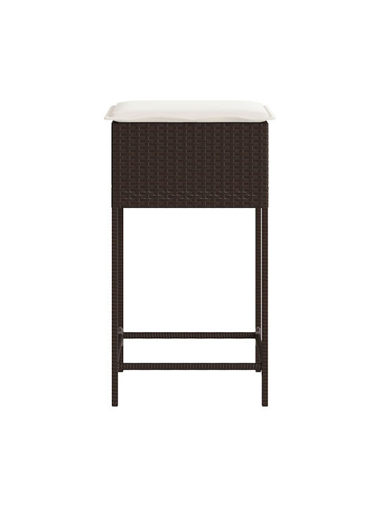 Gartenhocker Für Bar Außenbereich Rattan mit Kissen Braune 2Stücke 40x40x76cm