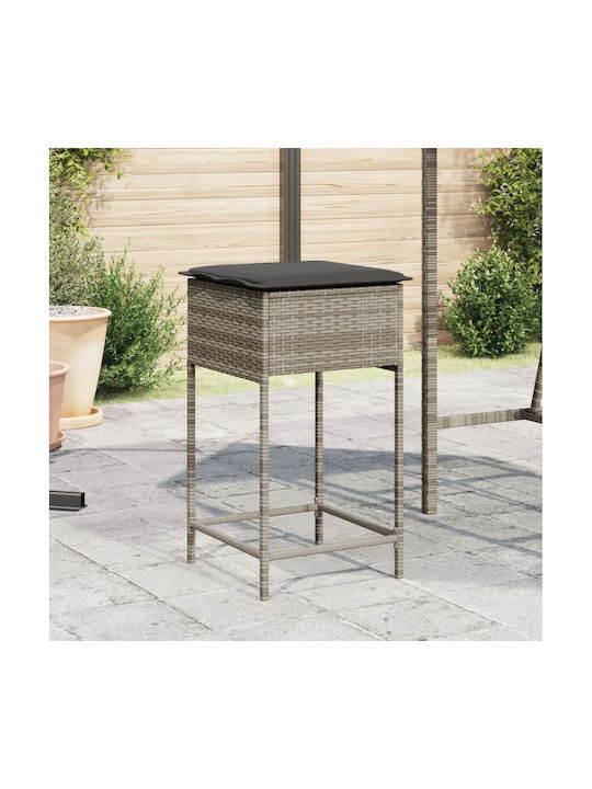 Hocker für Bar Für den Außenbereich Rattan mit Kissen Gray 2Stück 40x40x76cm