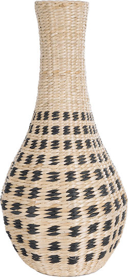 GloboStar Decorative Vase Rattan Artificial Garden Marselle Beige Diameter 32cm x Height 65cm