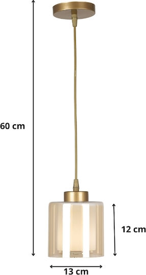 Megapap Kenedy Hängelampe Gold mit Fassung E27 13x13x60cm.