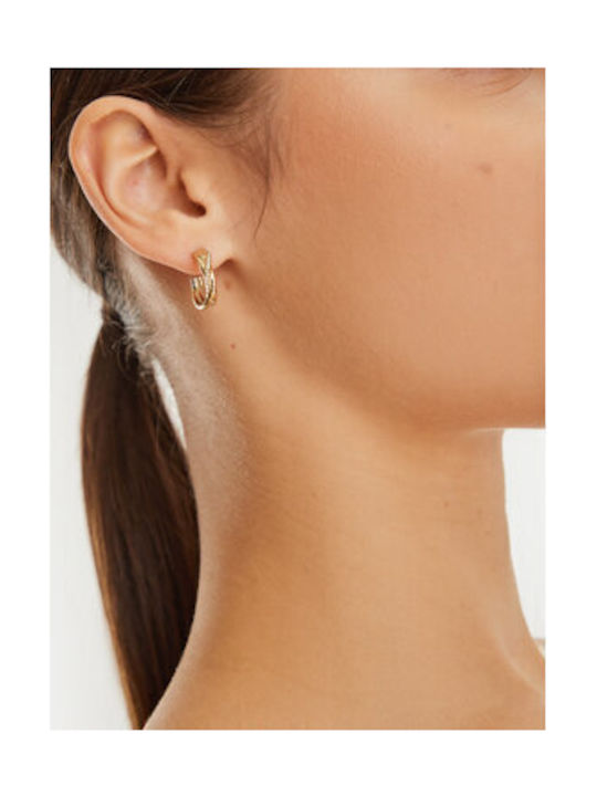 Calvin Klein Earrings Hoops made of Steel Gold Plated with Stones