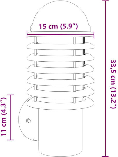 vidaXL Wall-Mounted Outdoor Light E27 IP44 15x15x33.5εκ.