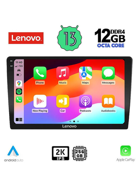 Lenovo Ηχοσύστημα Αυτοκινήτου 2DIN (Bluetooth/USB/AUX/WiFi/GPS/Apple-Carplay/Android-Auto) με Οθόνη Αφής 9"