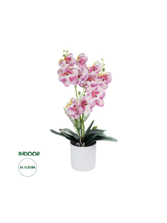 Globostar Künstliche Garten Rosa Orchidee 21077 Dekorative Pflanze Rosa Orchidee H45cm