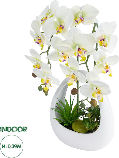 GloboStar Artificial Plant in Small Pot Orchid 39cm GloboStar Artificial Plant in Small Pot Orchid 39cm