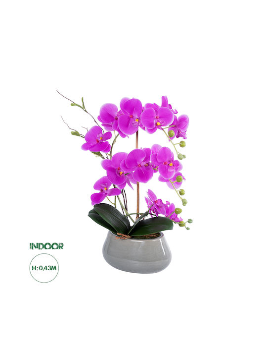 Globostar Artificial Garden Hot Pink Orchid 21119 Decorative Bright Pink Orchid H45cm