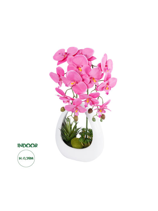 Globostar künstlicher Gartenrosa-Orchidee 21127 Dekorative Pflanze Intensive Rosa Orchidee H39cm