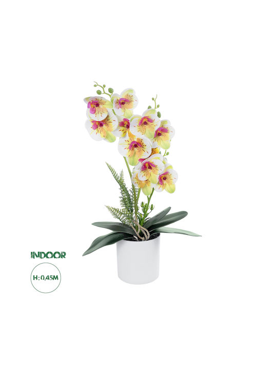 Artificial Plant in Pot Orchid White Fuchsia 45cm GloboStar