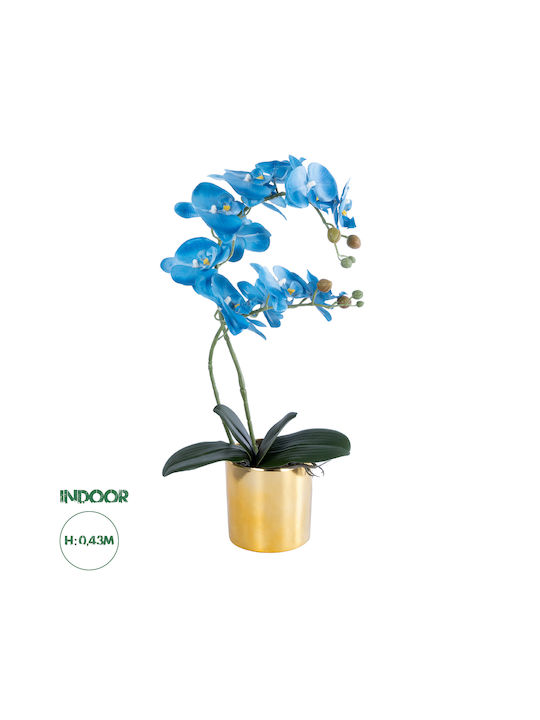 Globostar Künstlicher Garten Blaue Orchidee 21130 Dekorative Pflanze Blaue Orchidee H43cm